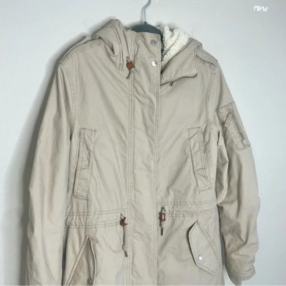 Timberland Mt. Kelsey Parka Shearling Lined Fleece Coat Taupe - Picture 10 of 14